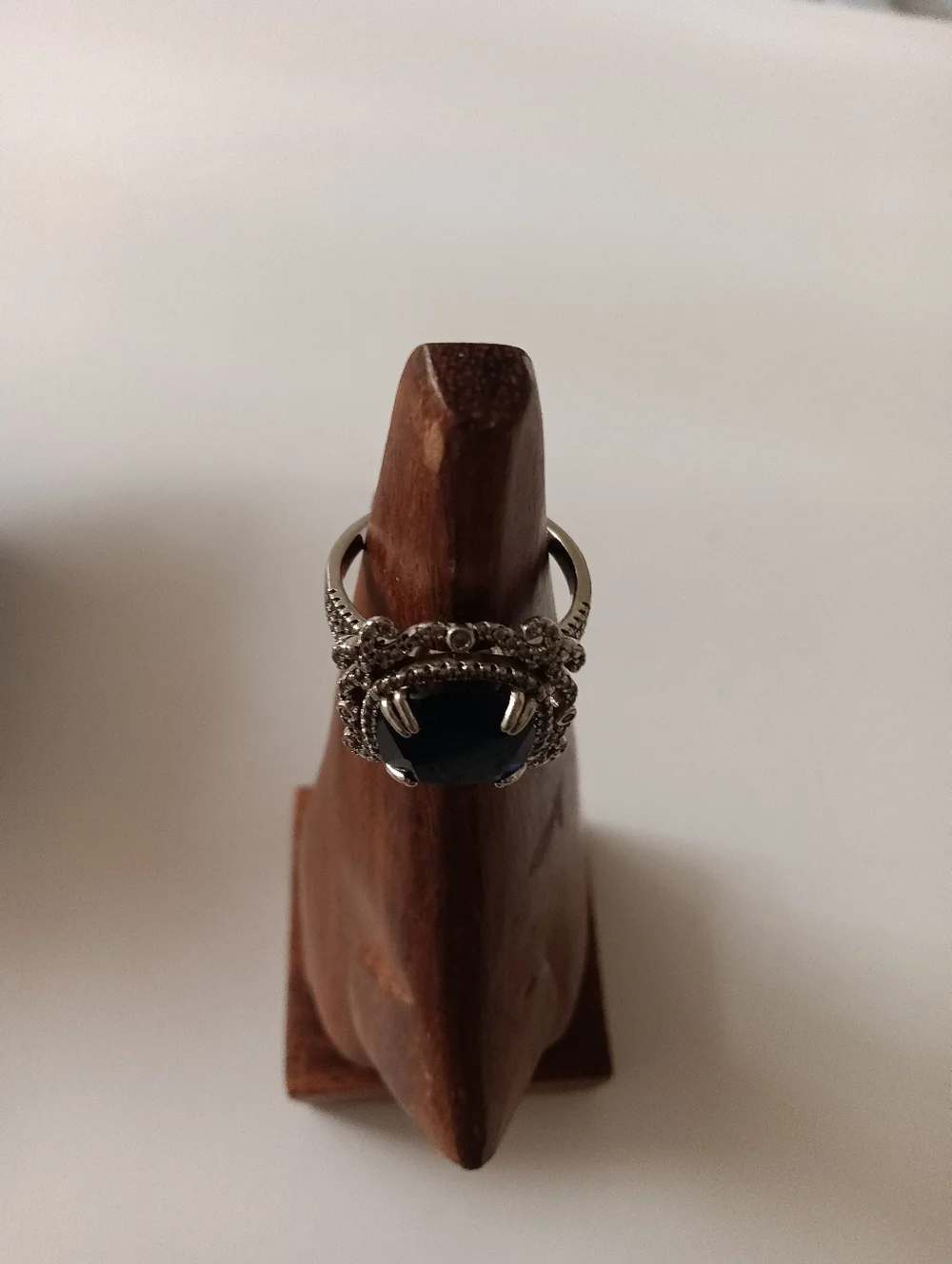 Sterling Silver 925 Ring Large Square Blue Sapphire Filigree Detail Size 9.5 - Picture 6 of 9